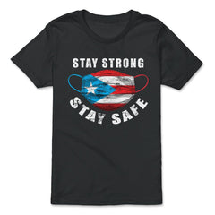 Stay Strong Stay Safe Puerto Rican Flag Mask Solidarity graphic - Premium Youth Tee - Black