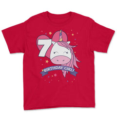 Birthday Girl! Unicorn 7th Birthday graphic design Gifts Youth Tee - Red