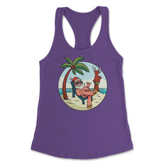 Summer Santa Claus at the Beach Tropical Vacations Funny print - Purple