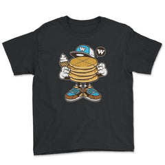 Waffle Fanatic design Novelty graphic Tee Gift Youth Tee - Black