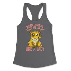 Cute & Funny Cat Sitting Like a Lady Design for Kitty Lovers product - Dark Grey