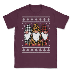Christmas Gnomes Ugly XMAS design style Funny product Unisex T-Shirt - Maroon