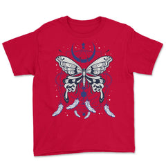 Butterfly Dreamcatcher Boho Mystical Esoteric Art print Youth Tee - Red
