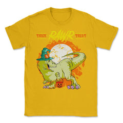 Trick Roar Treat Halloween Funny T-Rex Dinosaur Unisex T-Shirt - Gold