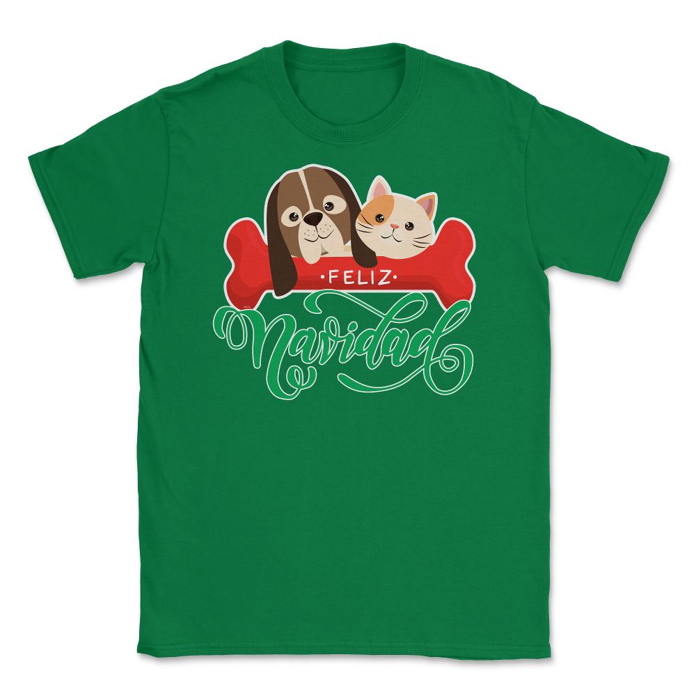 Pet Lovers Felíz Navidad Funny T-Shirt Tee Gift Unisex T-Shirt - Green