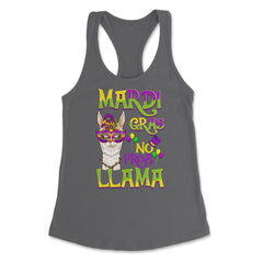 Mardi Gras Llama Funny Carnival Gift design Women's Racerback Tank - Dark Grey