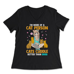 Cat Person Anime Gift product - Women's V-Neck Tee - Black