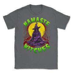 Namaste Witches Funny Halloween Yoga Trick or Trea Unisex T-Shirt - Smoke Grey