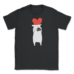 Dog with Heart Happy Valentine Funny Gift print Unisex T-Shirt - Black
