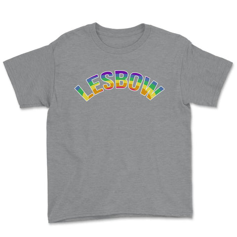 Lesbow Rainbow Word Arc Gay Pride t-shirt Shirt Tee Gift Youth Tee - Grey Heather