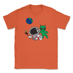 Alien Selfie Kawaii Style Funny Astronaut & Happy Alien design Unisex - Orange