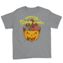 Official Candy Tester Trick or Treat Halloween Fun Youth Tee - Grey Heather