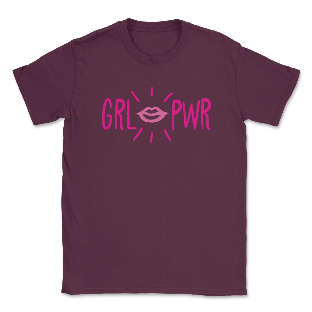 GRL PWR T-Shirt Feminist Shirt  Unisex T-Shirt - Maroon