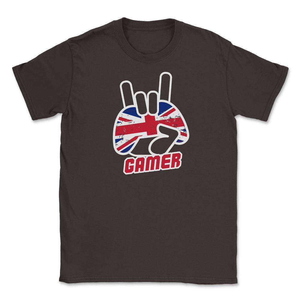 British Flag Gamer Fun Humor T-Shirt Tee Shirt Gift Unisex T-Shirt - Brown