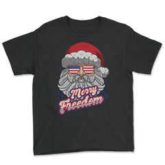 Merry Freedom Patriotic American Santa Claus Funny product Youth Tee - Black