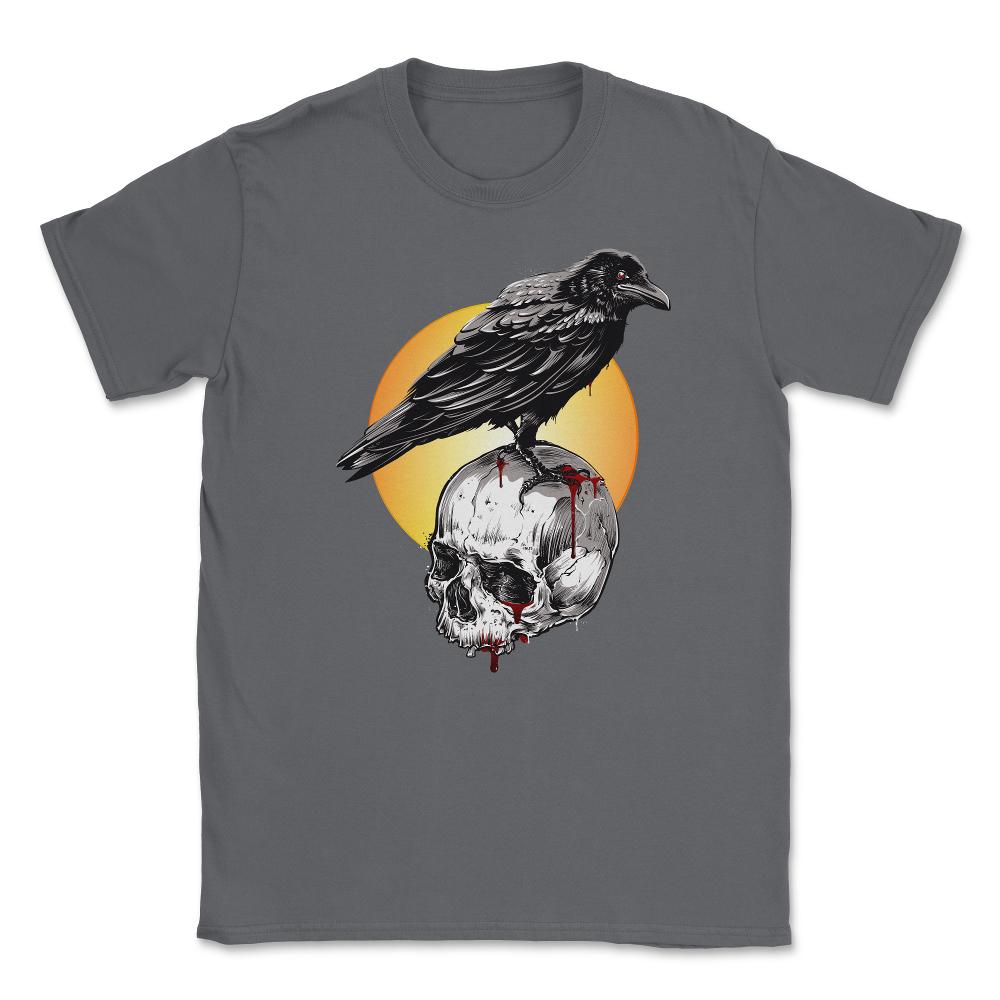 Raven & Skull Circle of Death Halloween T-Shirt Unisex T-Shirt - Smoke Grey