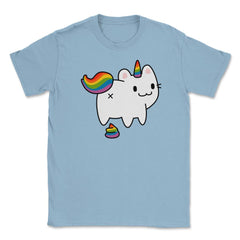 Caticorn Rainbow Flag Gay Pride & Poop Gay design Unisex T-Shirt - Light Blue