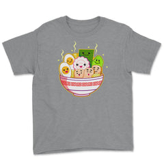 Japan Happy Ramen Characters Noodles Gift print Youth Tee - Grey Heather
