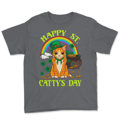 Saint Patty's Day Theme Irish Cat Funny Humor Gift product Youth Tee - Smoke Grey
