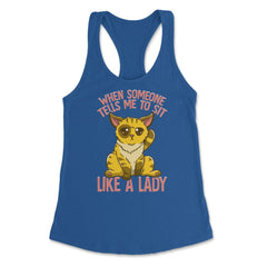 Cute & Funny Cat Sitting Like a Lady Design for Kitty Lovers product - Royal