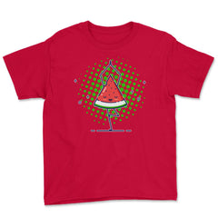 Funny Watermelon Standing In Vrikshasana Yoga Pose product Youth Tee - Red