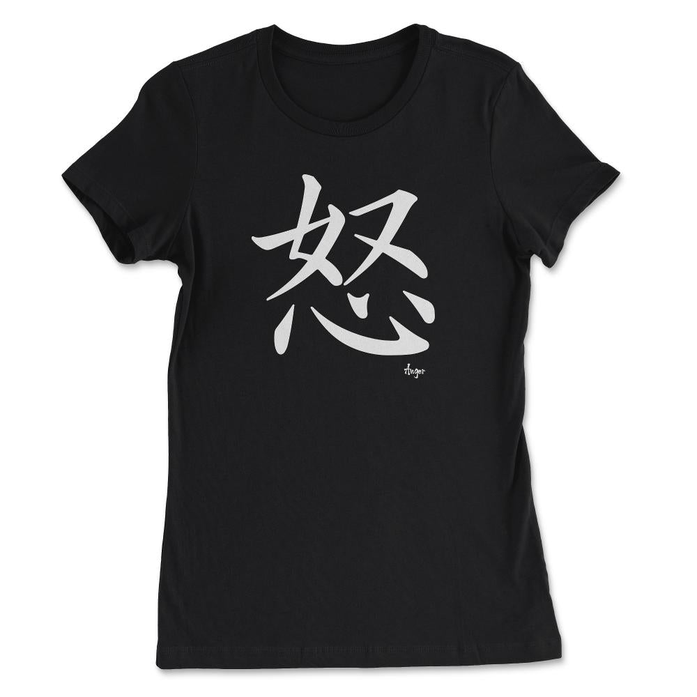 Anger Kanji Japanese Calligraphy Symbol design - Women's Tee - Black