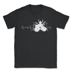 Drummer Heartbeat Funny Humor Drummer Gift product - Unisex T-Shirt - Black