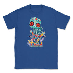 Sugar Skull Cat Day of the Dead Dia de los Muertos Unisex T-Shirt - Royal Blue