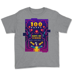 100 Happy Days of School & Loving It! Pinball Design print Youth Tee - Grey Heather