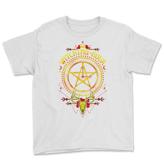 Witching-Hour Pentagram Symbol Halloween Trick or Treat Gift print - White