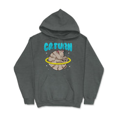 Caturn Cat in Space Planet Saturn Kitty Funny Design design Hoodie - Dark Grey Heather