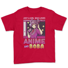 Just A Girl Who Loves Anime And Boba Gift Bubble Tea Gift graphic - Red