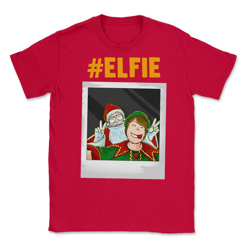 Let me take an #elfie selfie Christmas Funny Unisex T-Shirt - Red