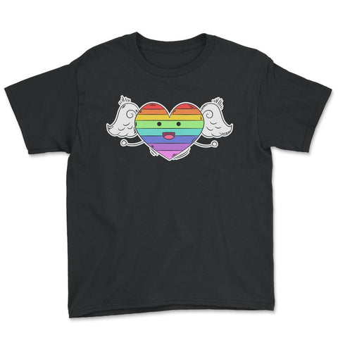Rainbow Heart Gay Pride Month t-shirt Shirt Tee Gift Youth Tee - Black