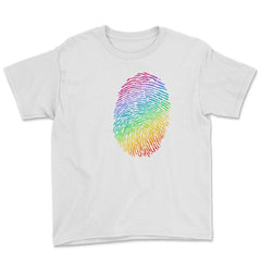 Is In My DNA Rainbow Flag Gay Pride Fingerprint Design graphic Youth - White