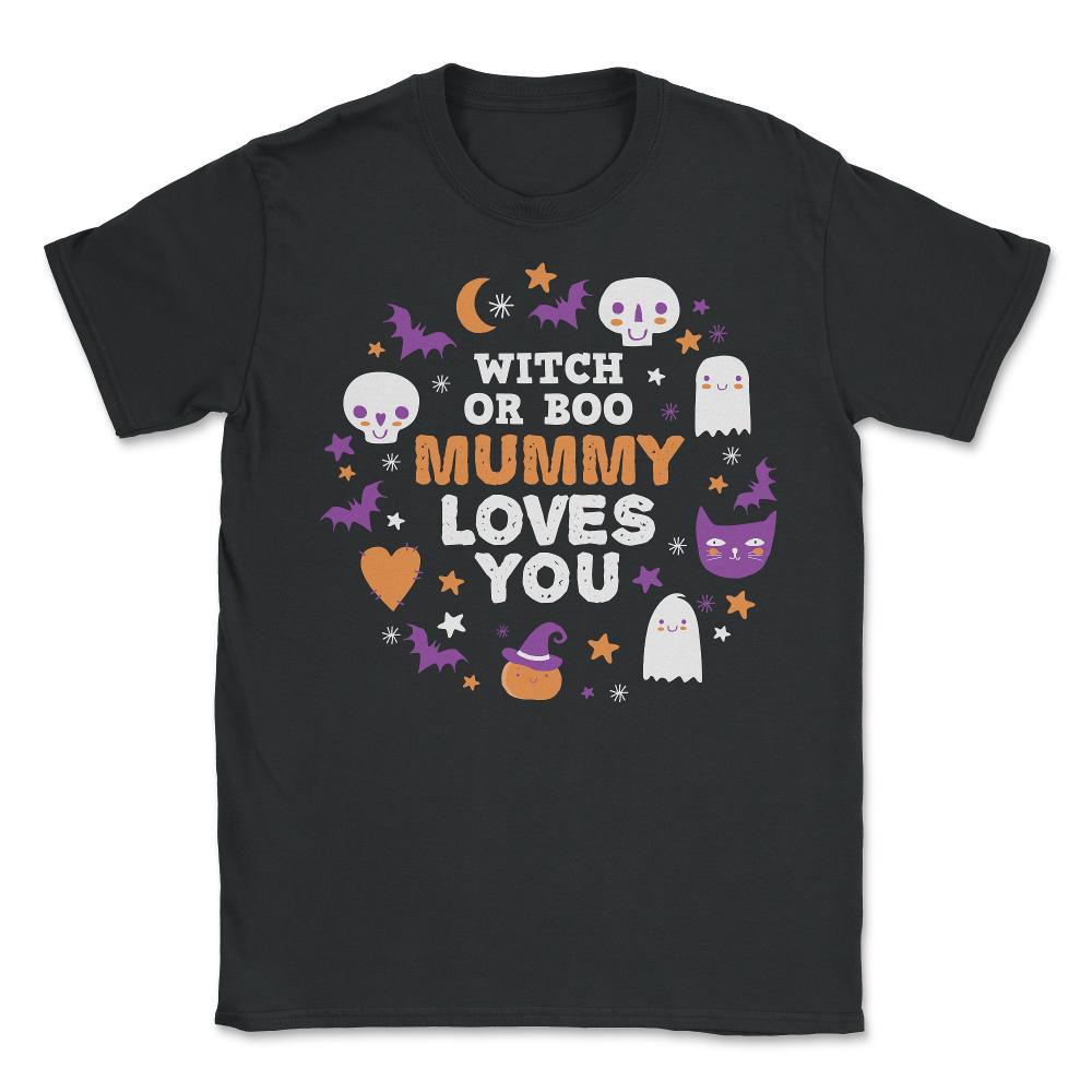 Witch or Boo Mummy Loves You Halloween Reveal design - Unisex T-Shirt - Black
