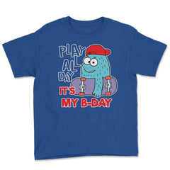 Monster Skater Character Funny Birthday boy product Youth Tee - Royal Blue