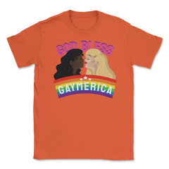 God Bless Gaymerica Rainbow Pride Flag Lesbians graphic Unisex T-Shirt - Orange