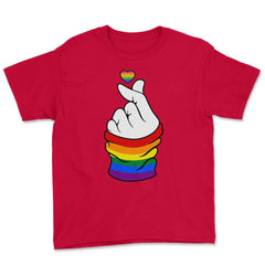 Gay Pride Flag K-Pop Love Hand Gift design Youth Tee - Red