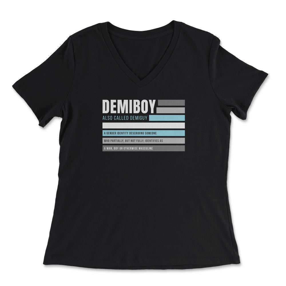 Demiboy Definition Male & Agender Color Flag Pride graphic - Women's V-Neck Tee - Black