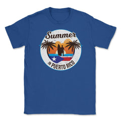 Summer in Puerto Rico Surfer Puerto Rican Flag T-Shirt Tee Unisex - Royal Blue