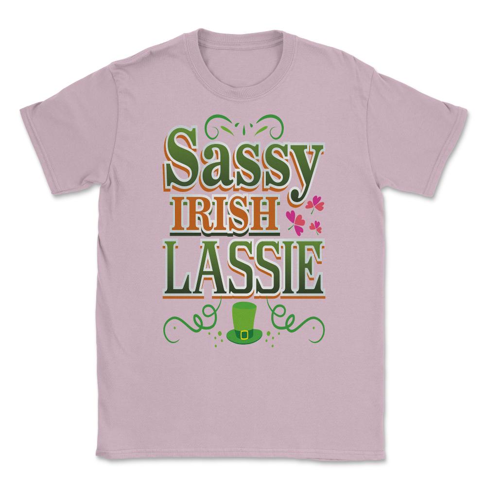 Sassy Irish Lassie Patricks Day Celebration Unisex T-Shirt - Light Pink