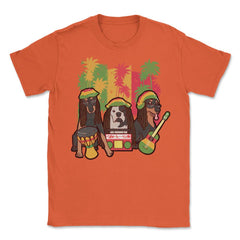 Reggae Music Dogs with Instruments and Rasta Hats Design graphic - Orange