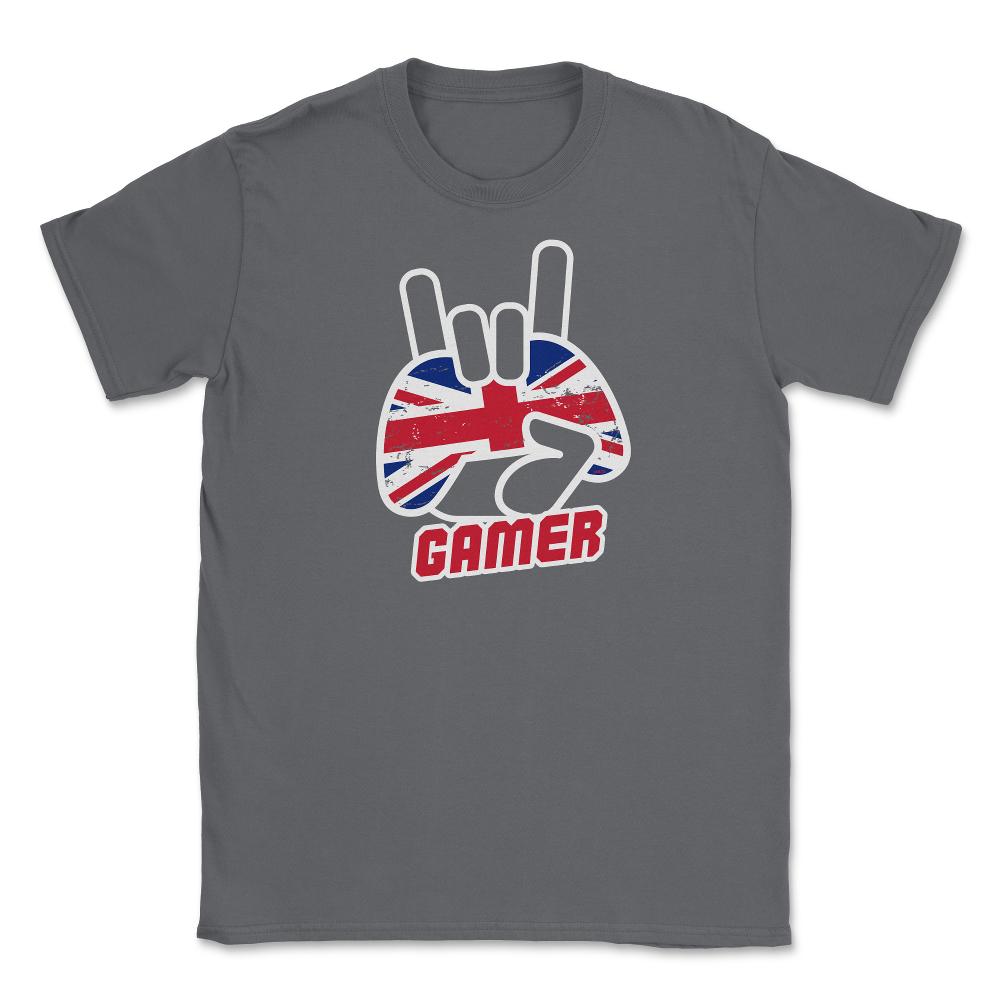 British Flag Gamer Fun Humor T-Shirt Tee Shirt Gift Unisex T-Shirt - Smoke Grey