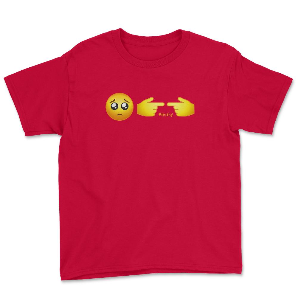 Shy Fingers #imshy & Shy Emoticon graphic Youth Tee - Red