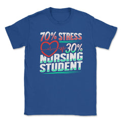 70% Stress 30% Nursing Student T-Shirt Nursing Shirt Gift Unisex - Royal Blue