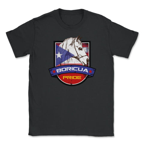 Boricua Pride Horse & Puerto Rico Flag T-Shirt & Gifts Unisex T-Shirt - Black