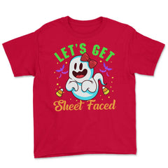 Halloween Costume Let’s Get Sheet Faced for Her design Youth Tee - Red