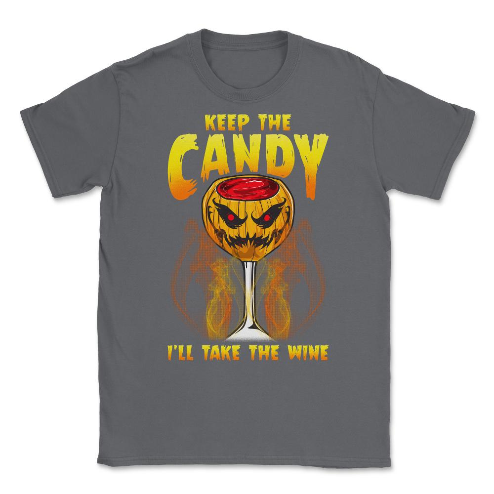 Halloween Wine Glass Spooky Jack o Lantern Unisex T-Shirt - Smoke Grey