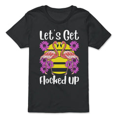 Let's Get Flocked Up Funny Flamingos with Flowers product - Premium Youth Tee - Black